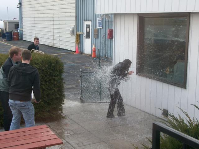 Have to show at least one drenching photo!!: Ashley receiving her First Solo reward
